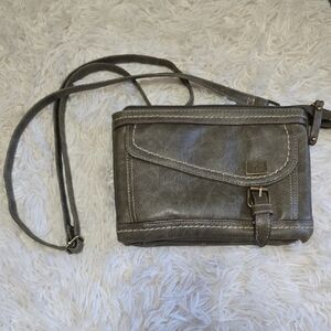 Gray Leather Crossbody Bag